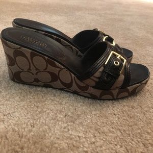 Brown Coach Wedge Sandals